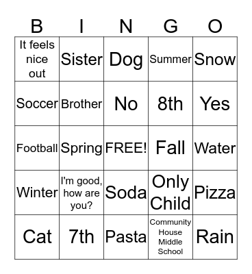 ESL BINGO Card