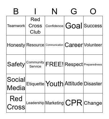 Youth Leadership Program Bingo Card