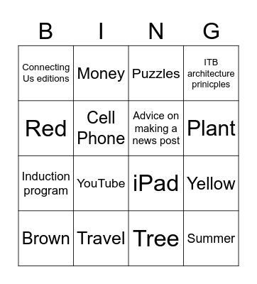 Intranet Bing Bingo Card