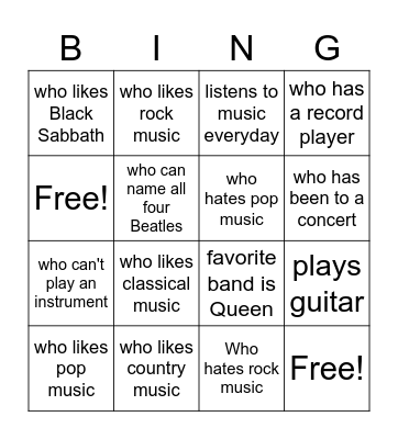 Music! Bingo Card