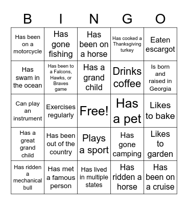 Social Bingo! Bingo Card