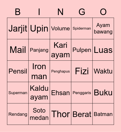 CESI Bingo Card