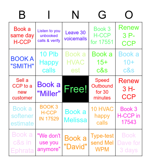 CSR Bingo Card