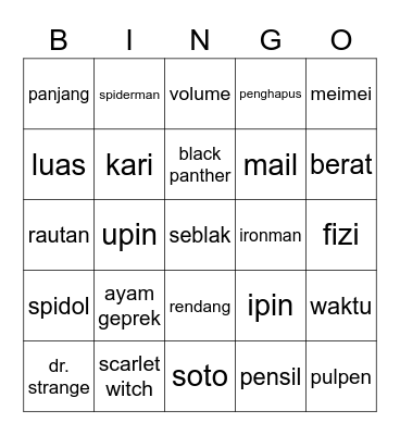 Untitled Bingo Card