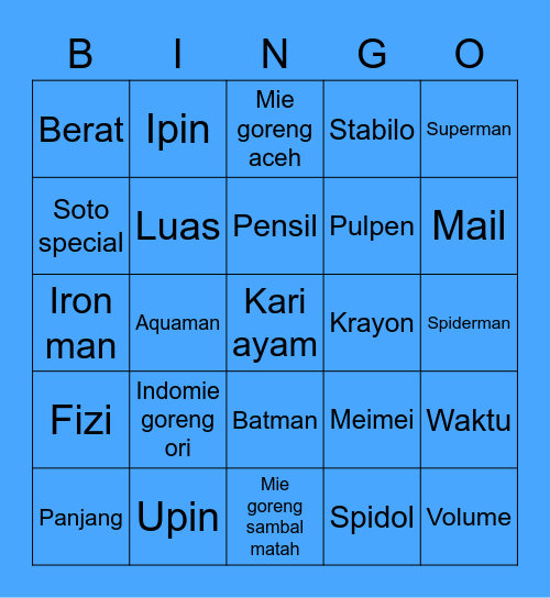 Ica Bingo Card