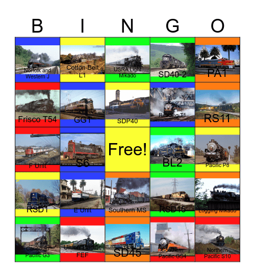 Museum Locomotives in the U.S.A Bingo Card