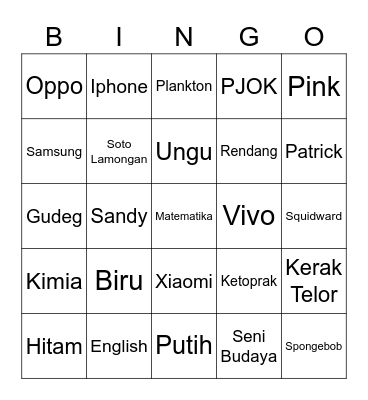 Bingo Latifah punya Adiva 2 Bingo Card