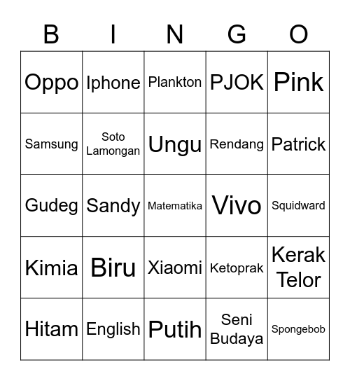 Bingo Latifah punya Adiva 2 Bingo Card