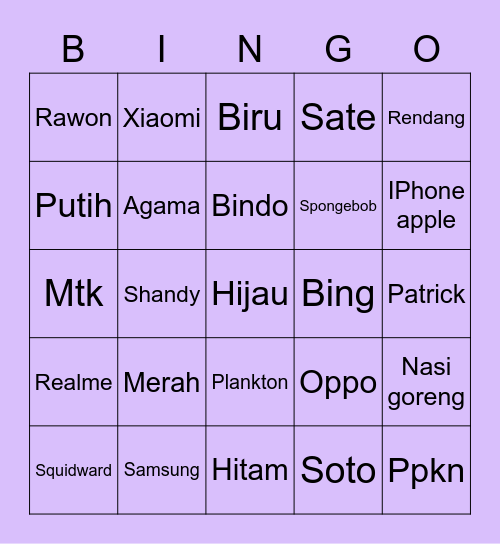 Ica Bingo Card