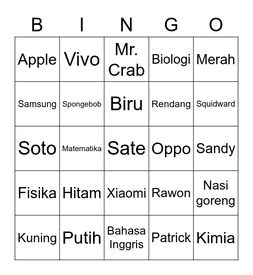 Belongs to Shanne. Bingo Card