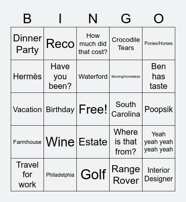 RIDICULOUSNESS Bingo Card
