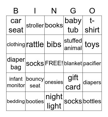 BABY SHOWER  Bingo Card