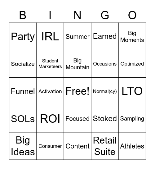 Marketing Lingo Bingo Card