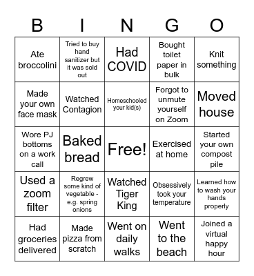 COVID BINGO Card