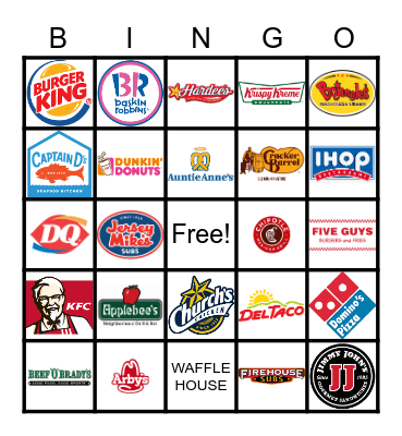 GET YOUR GRUB ON!!!!  Listen for clues to these famous spots!!! Contact BINGO BASE as soon as you BINGO. You must have 5 in a row vertically, horizontally, or diagonally.  GOOD LUCK!!!! Bingo Card