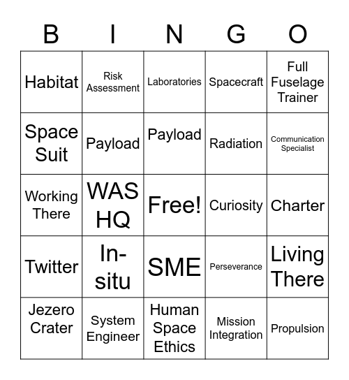 WAS Orientation Bingo Card