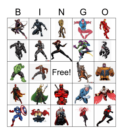 Marvel Bingo Card