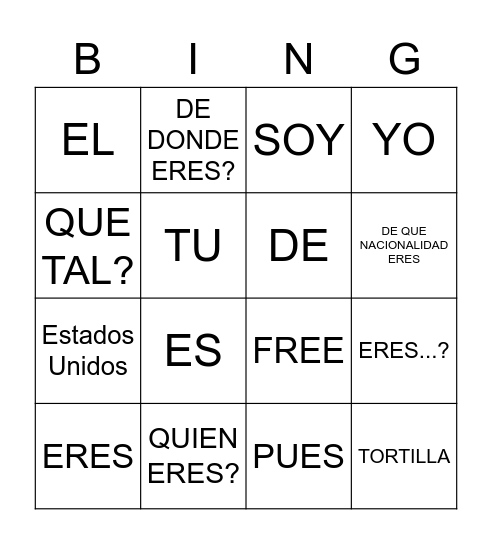 Lesson 15 Bingo Card