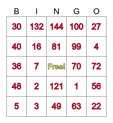 BASIC MULTIPLICATION & DIVISION Bingo Card