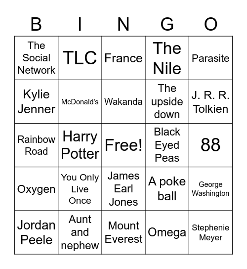 Virtual Trivia Bingo Relaxed Bingo Card