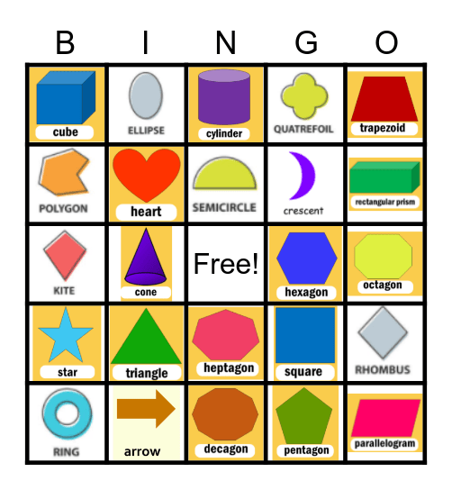 Shape Bingo Card