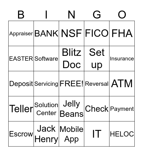 Mortgage Bingo Card