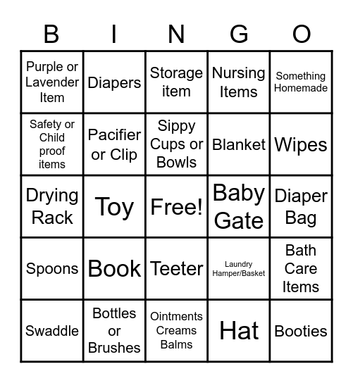 Kennedy Baby Shower Bingo Card