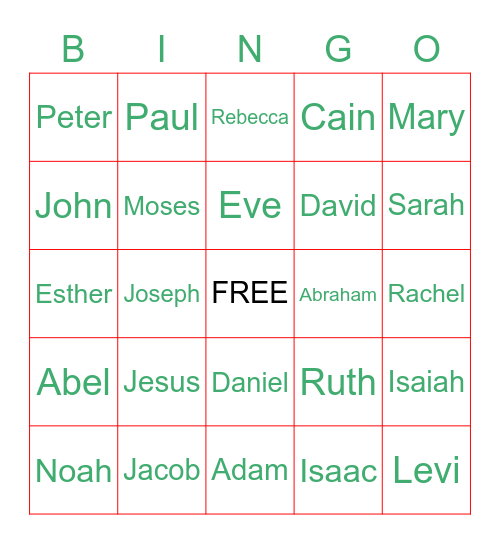 Bible Bingo Card