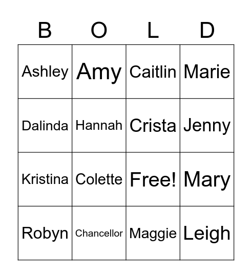 BOLD Leaders Bingo Card