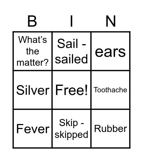 Vocabulary Review Bingo Card