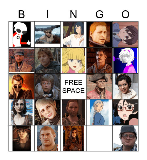 Favorite Character Bingo Card