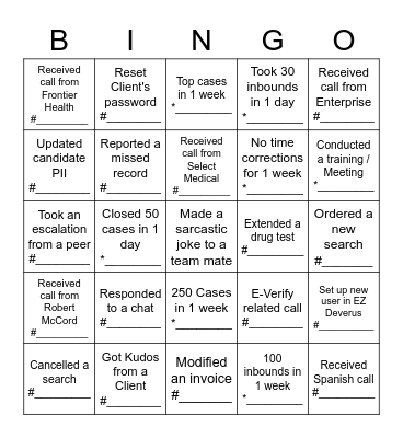 Client Care - Bingo! Bingo Card