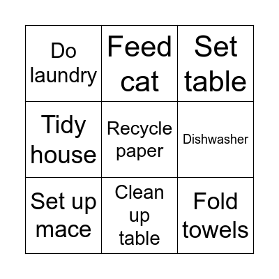 Afternoon Routine Bingo Card