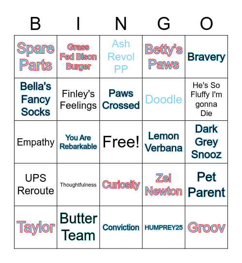 Care Team Bingo Card