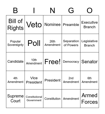 U.S. Government BINGO Card