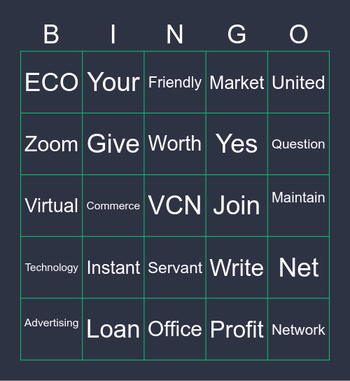 Virtual Business Bingo Card