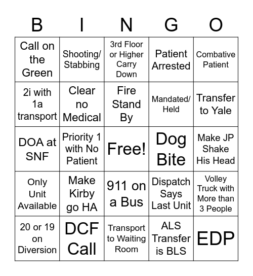 EMS BINGO Card