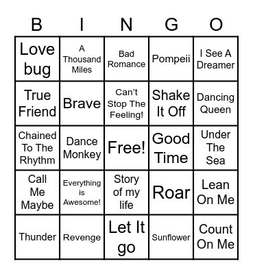Aspire Music Bingo Card