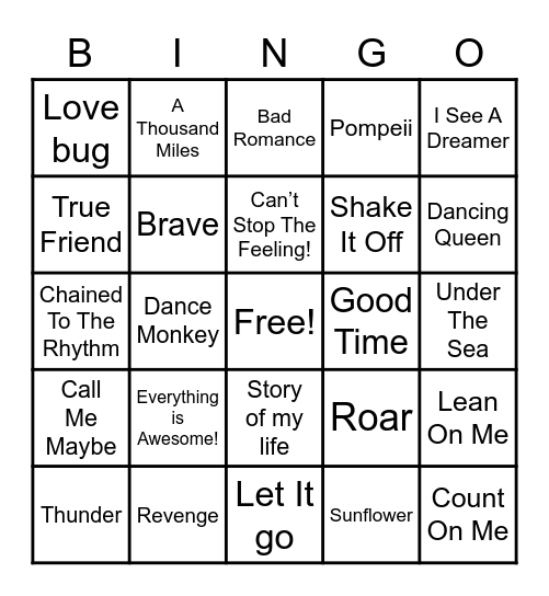 Aspire Music Bingo Card