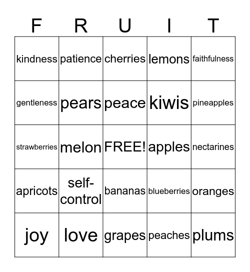 Fruits of the Spirit  Bingo Card