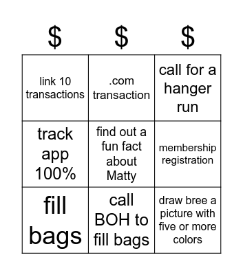 CASHWRAP BINGO Card