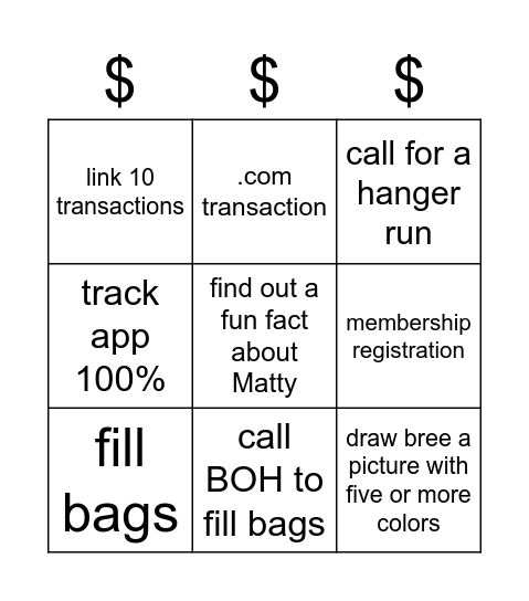 CASHWRAP BINGO Card