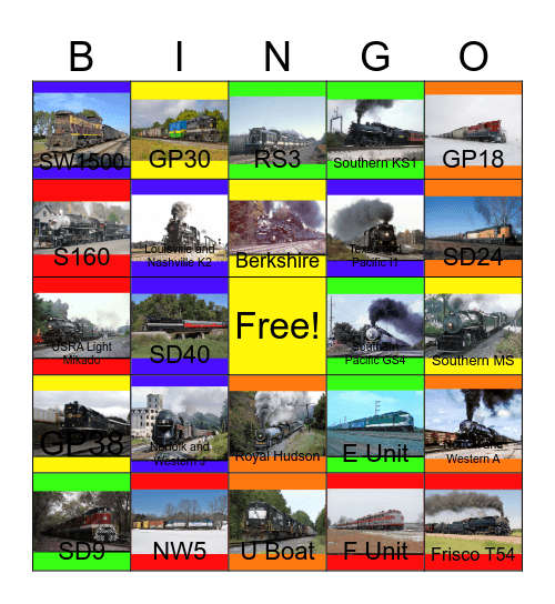 Southern Railway (U.S) Bingo Card