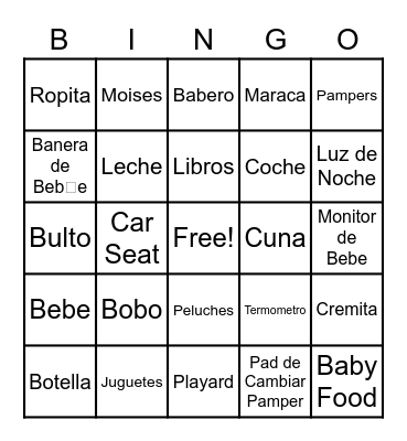 Baby Shower Bingo Card