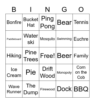 David's Birthday Cottage Bingo Card