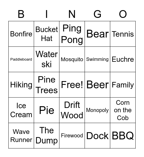 David's Birthday Cottage Bingo Card