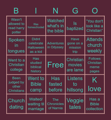 Christian bingo Card