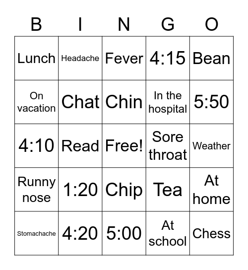 C4 Bingo Card