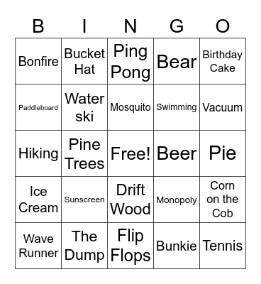 David's Birthday Cottage Bingo 2 Bingo Card