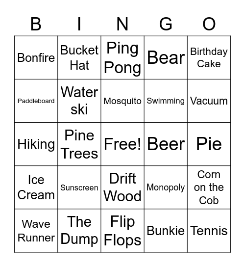 David's Birthday Cottage Bingo 2 Bingo Card